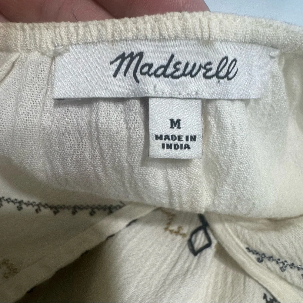 Madewell Women's Cream Embroidered Top Size Medium - Picture 8 of 11